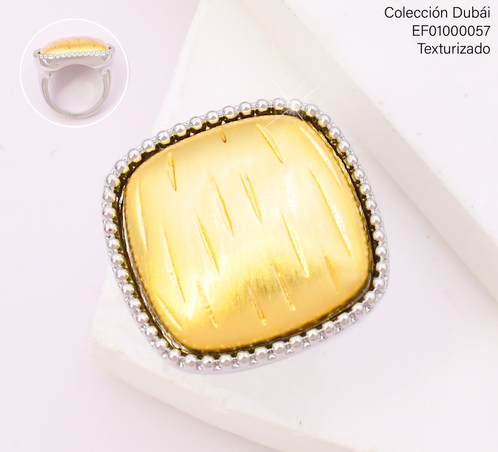 ANILLO PLAT.CUADRO DOR.BORDE PUNTEADOS FD25816