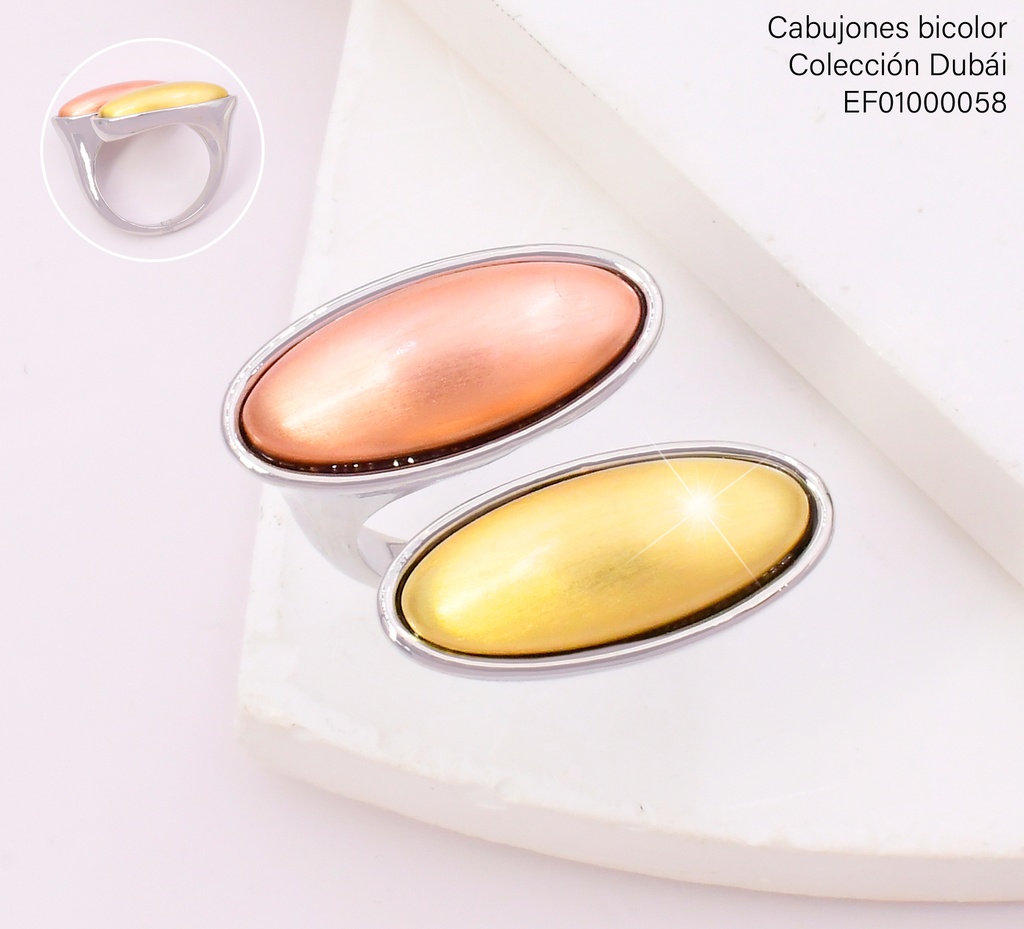 ANILLO PLAT.2 OV HORIZONTALES DOR/ROSE GOLD FD25857