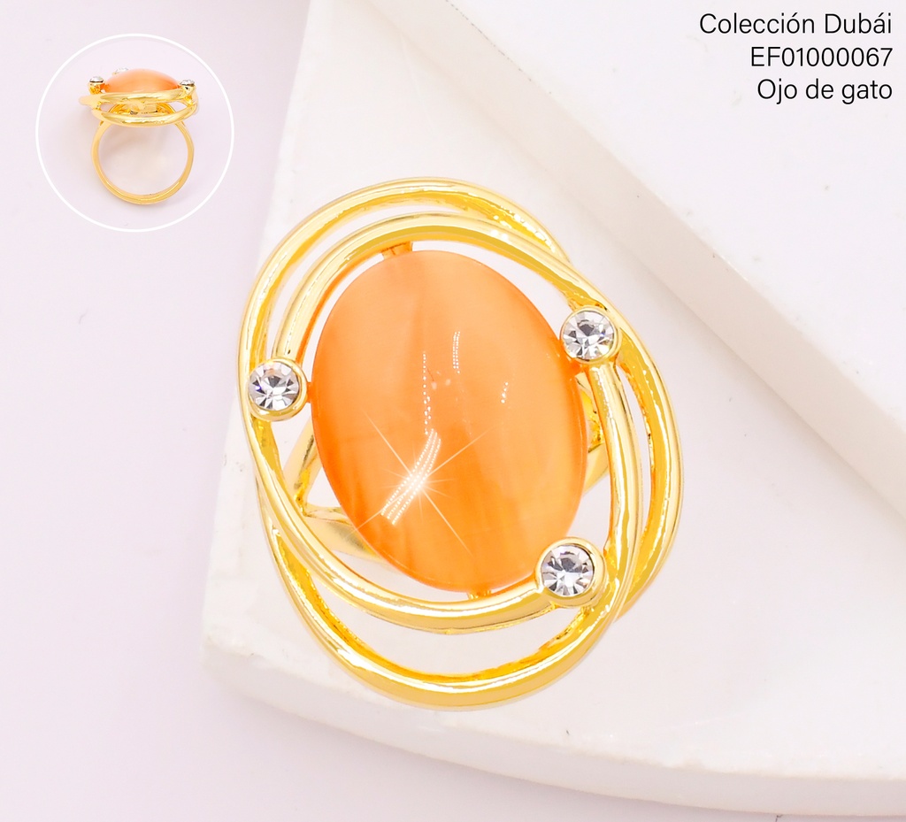ANILLO OV. SALMON DOBLE LINEAS DORADAS FD25721