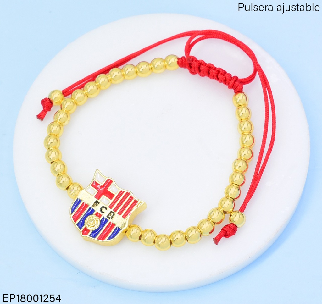 PULSERA PELOTITAS DOR / DIJE BARCELONA G1395-334