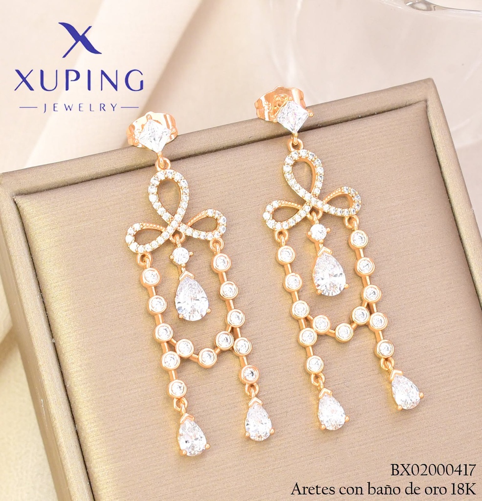 ARETES BAÑO DE ORO 18K. XUPING ZIRC."H"ZIRC.RD JELX-7805 (XAG)