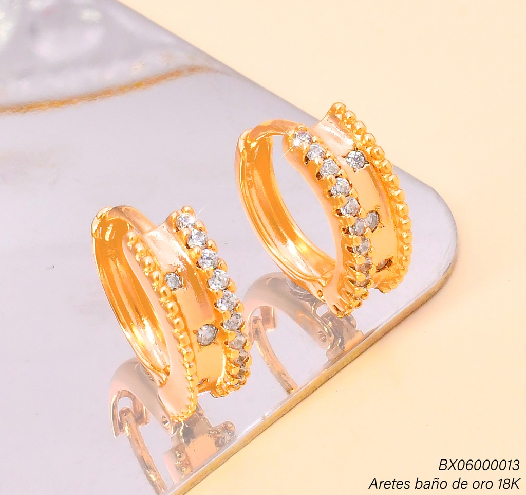 ARGOLLA BAÑO DE ORO 18K. XUPING PUNTEAD/LISA/ZIRC. TEYX-6962