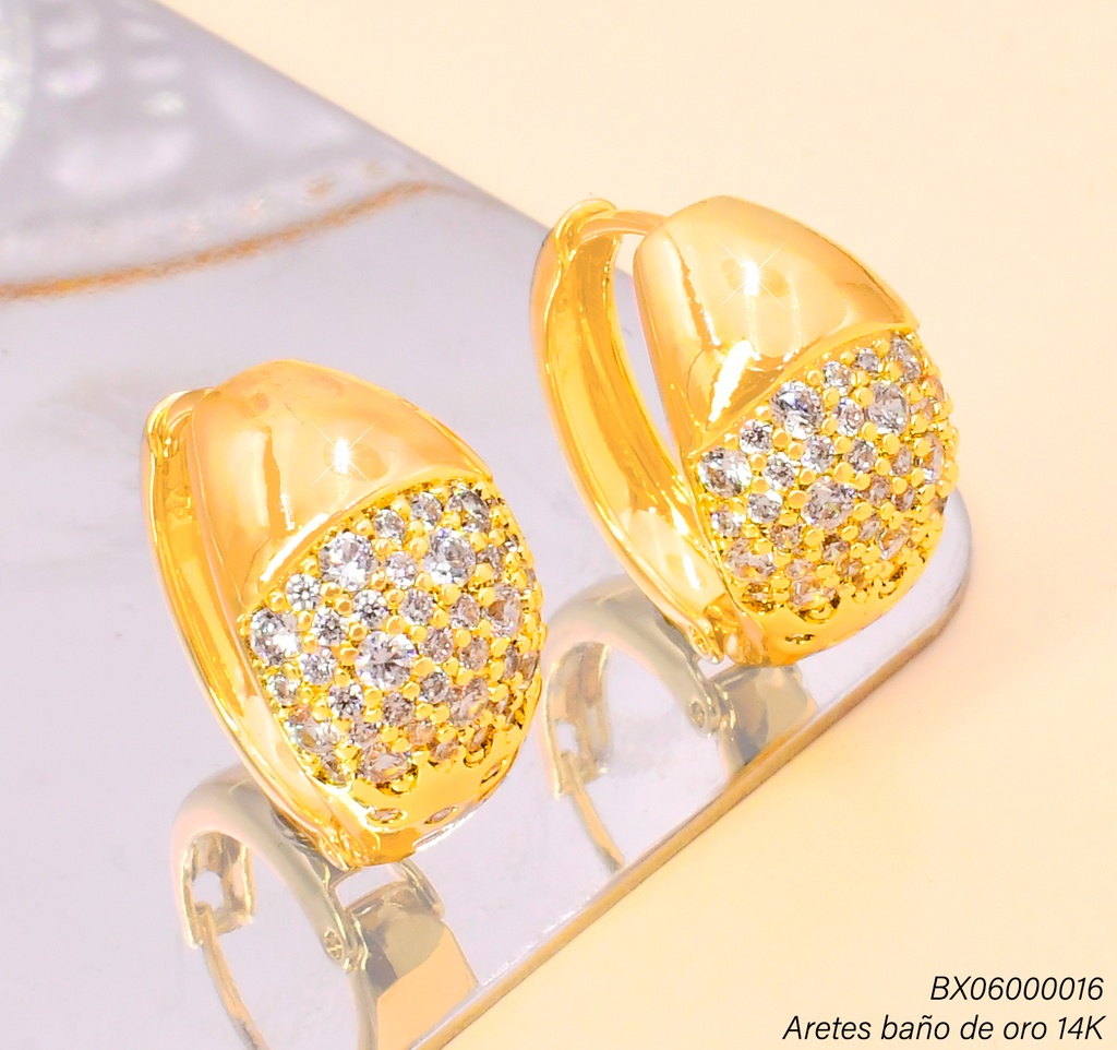 ARGOLLA BAÑO DE ORO 14K. XUPING GOTA INVERTIDA ZIRC.JEYX-11822