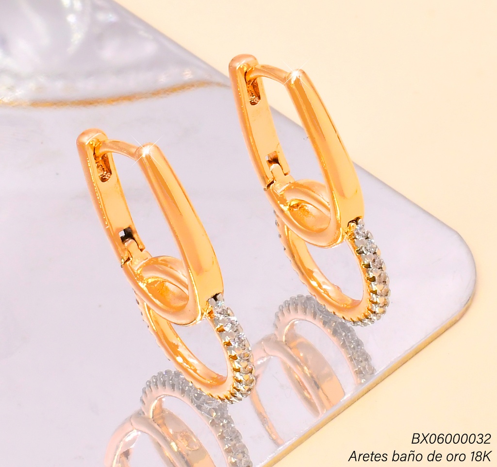 ARGOLLA BAÑO DE ORO 18K. XUPING DOBLE LISA/ZIRC.JEYX-10891