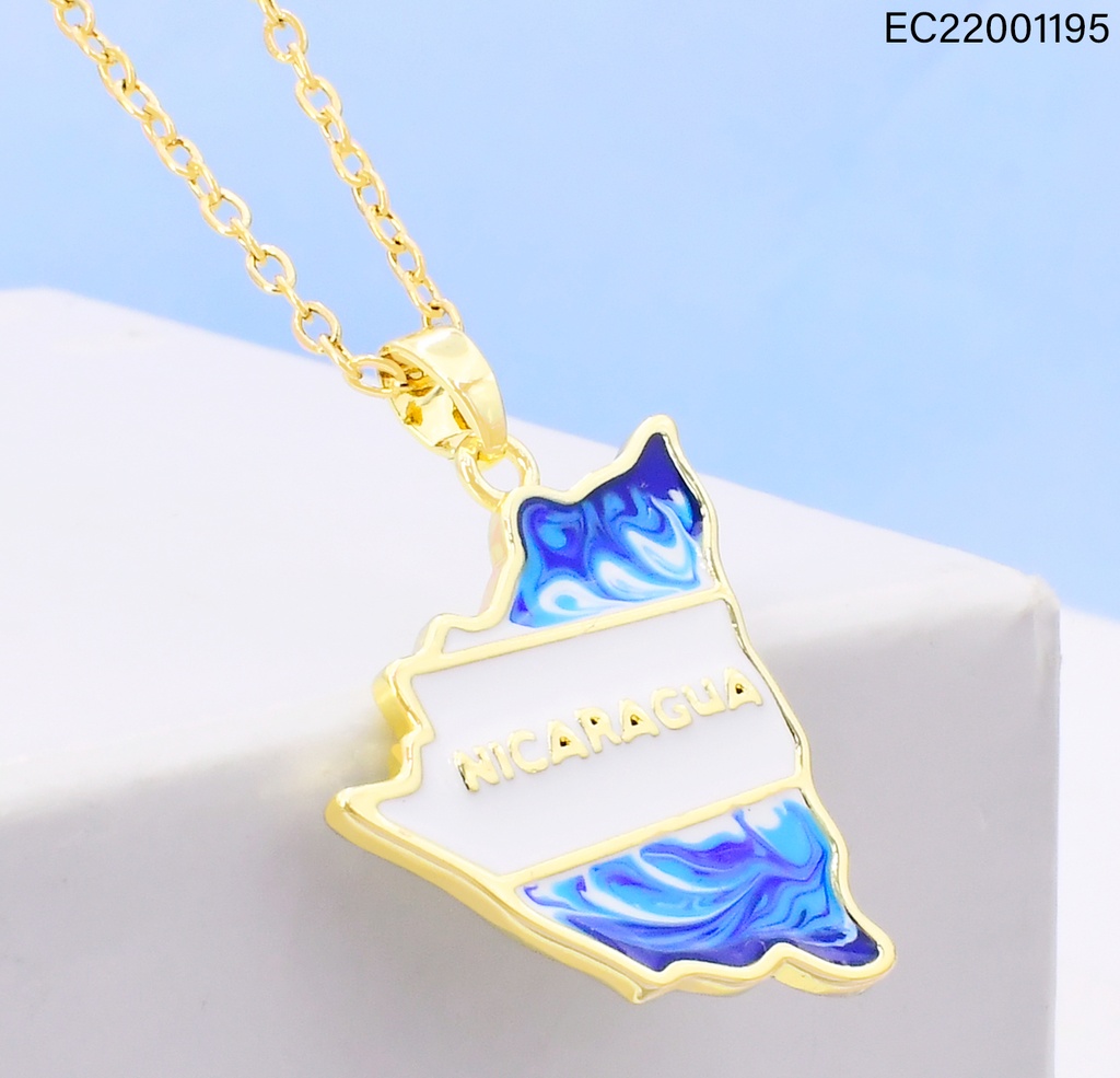CADENA DOR TRAD. DIJE MAPA DE NICARAGUA ESMALTADO  G2735-841