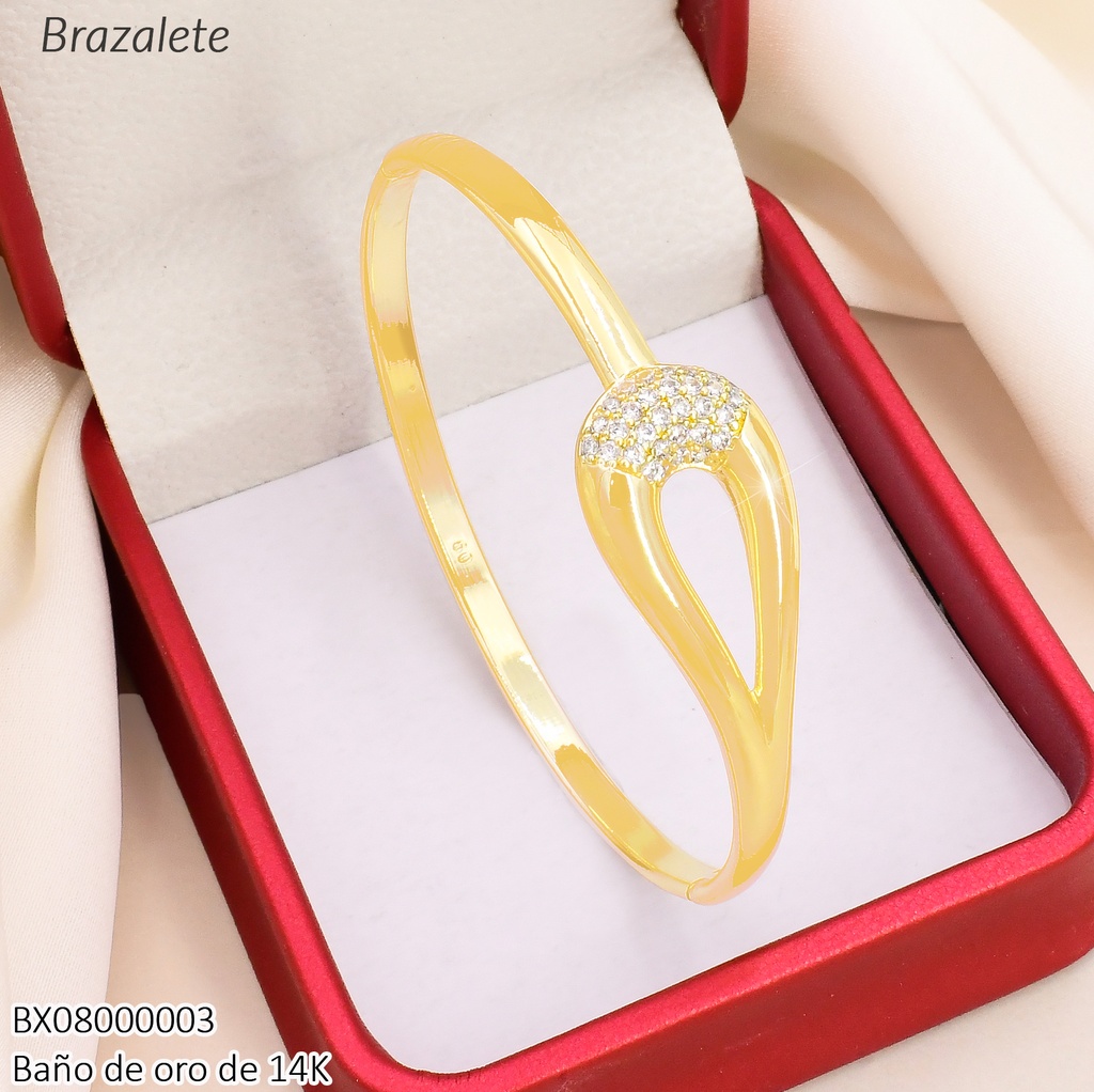 BRAZALETE BAÑO DE ORO 14K. XUPING CROQUI GOTA HORIZ.C/ZIRC.BE1141-427 012026