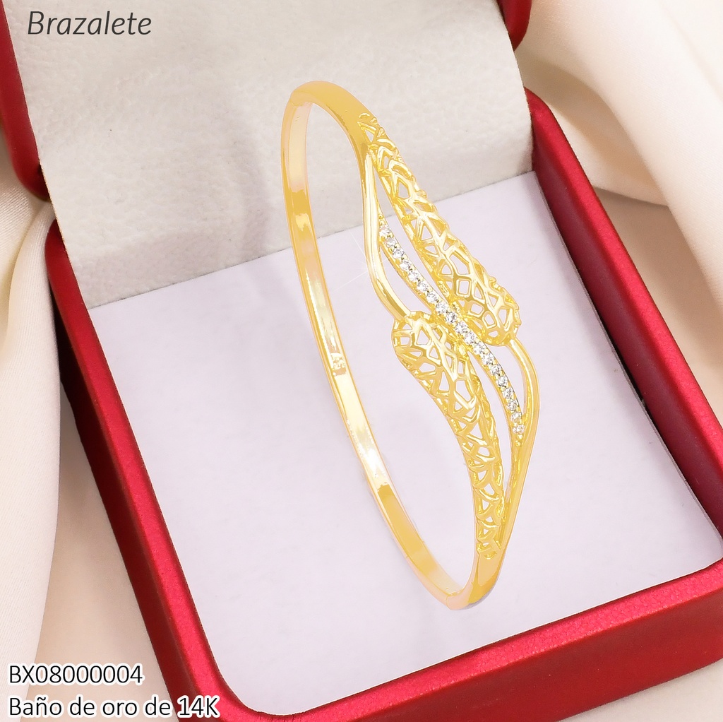 BRAZALETE BAÑO DE ORO 14K. XUPING CALADO/ZIRC/CALADO BE1140-427 012026