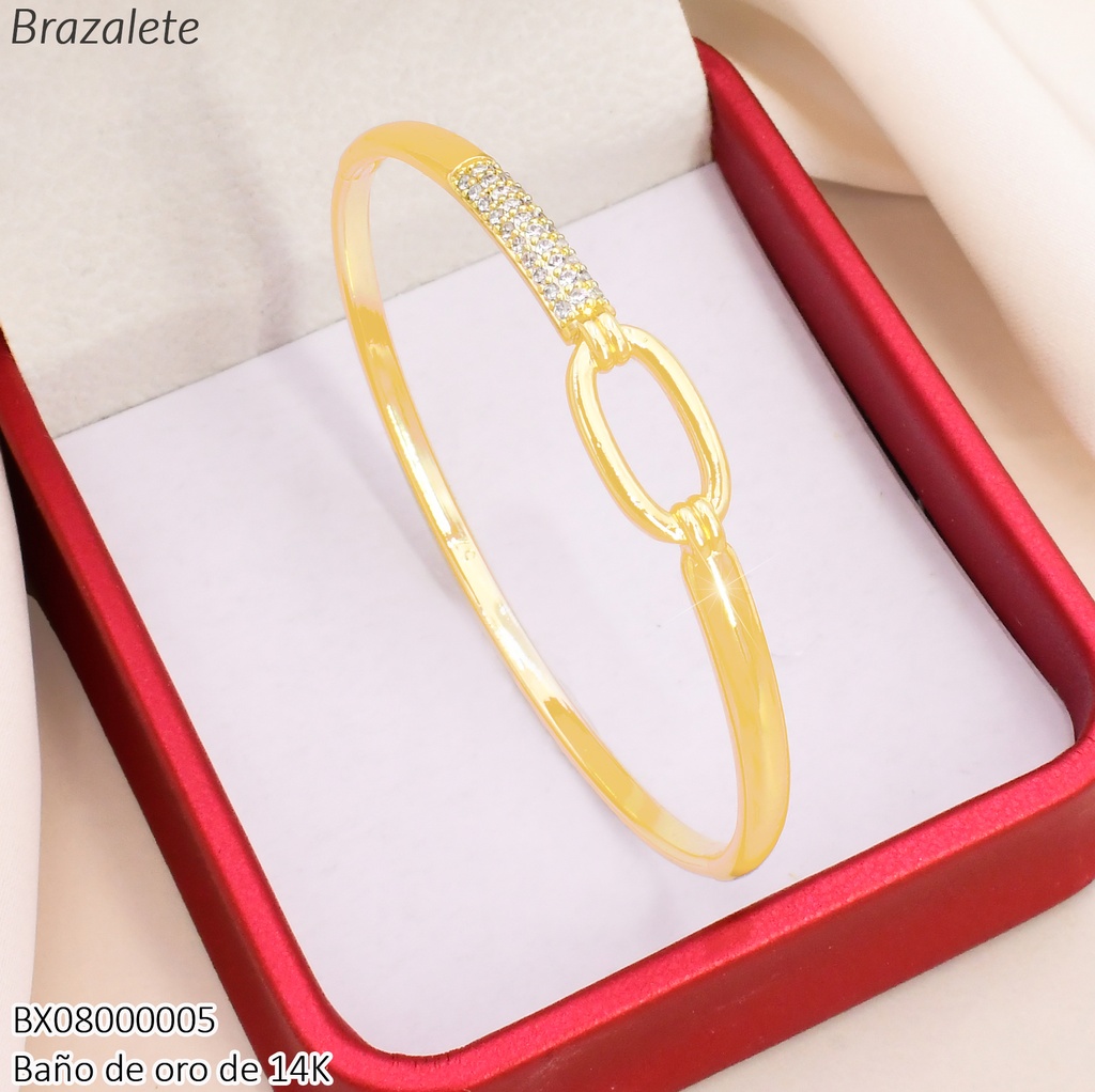 BRAZALETE BAÑO DE ORO 14K. XUPING OV ZIRC/LISO BE1139-427 012026