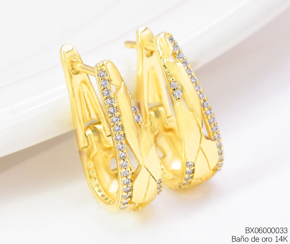 ARGOLLAS BAÑO DE ORO 14K. XUPING "U" ZIRC. EE5336-427 012026