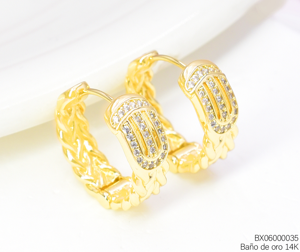 ARGOLLAS BAÑO DE ORO 14K. XUPING ESTILO GRIEGO EE5358-427 012026