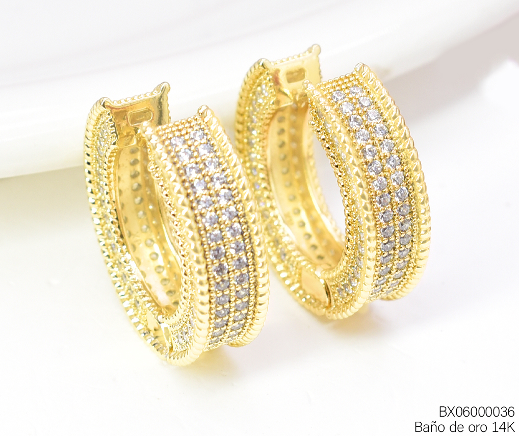 ARGOLLAS BAÑO DE ORO 14K. XUPING ANCHAS ZIRC. EE5364-427 012026