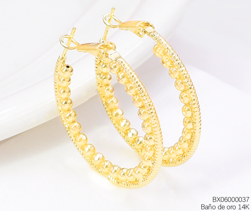 ARGOLLAS BAÑO DE ORO 14K. XUPING PELOTITAS EE5495-427 012026