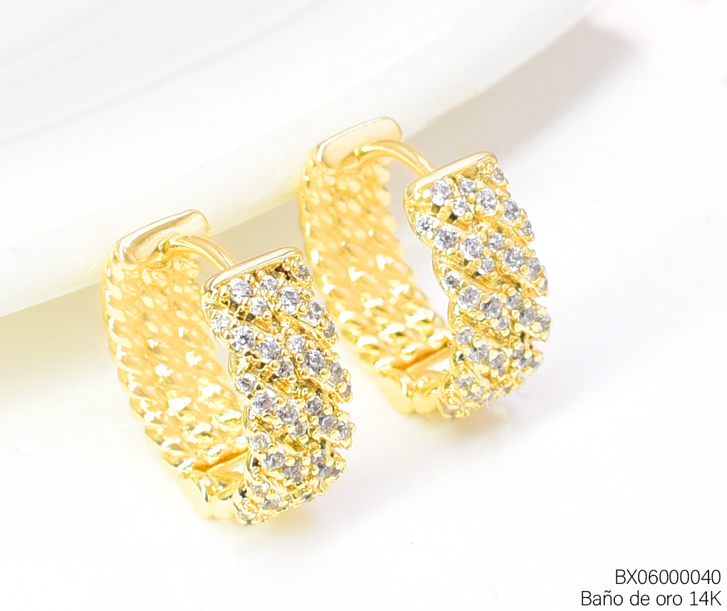 ARGOLLAS BAÑO DE ORO 14K. XUPING ZIRC-TORNEADO EE5362-427 012026