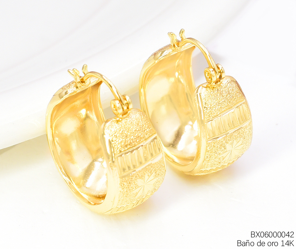 ARGOLLAS BAÑO DE ORO 14K. XUPING DIAMANTADAS⭐ EE5332-427 012026