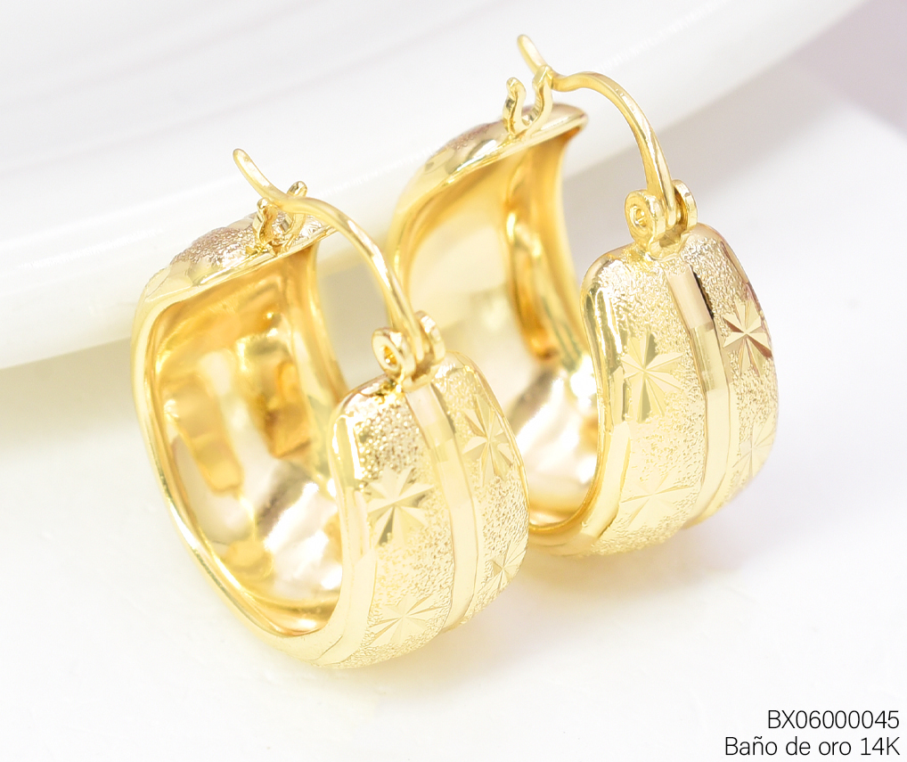 ARGOLLAS BAÑO DE ORO 14K. XUPING DIAMANTADAS⭐⭐ EE5327-427 012026