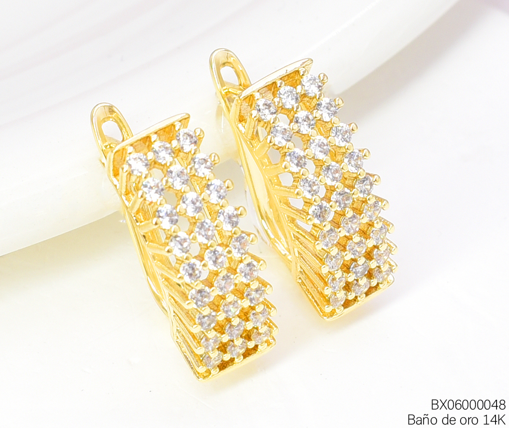 ARGOLLAS BAÑO DE ORO 14K. XUPING RECT. ZIRC. EE5342-427 012026