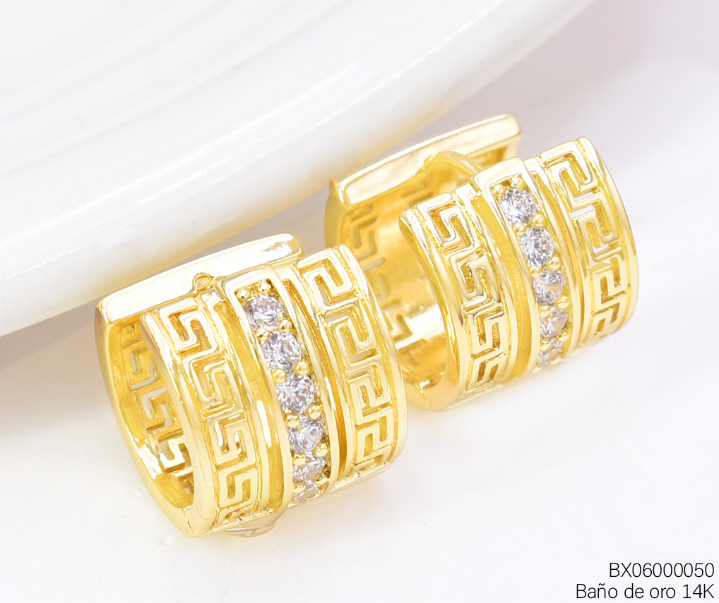 ARGOLLAS BAÑO DE ORO 14K. XUPING GRAB MAYA-ZIRC. EE5243-427 012026