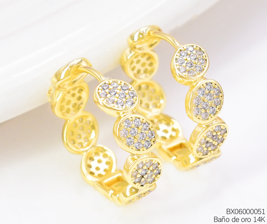ARGOLLAS BAÑO DE ORO 14K. XUPING "C" OV. ZIRC. EE5493-427 012026