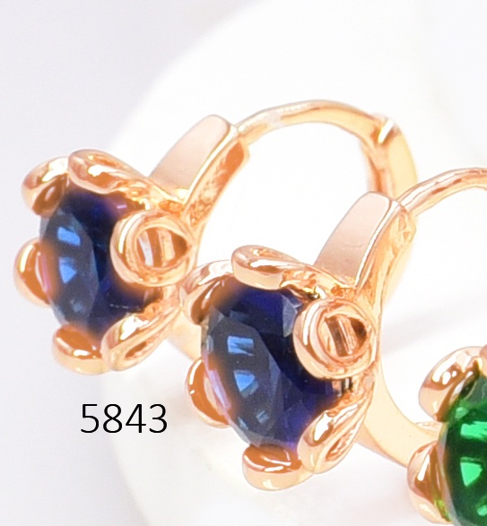 ARETES DOR. HUGGIES  ZIRC. RD. AZUL EE5620-291 012026 (CM)
