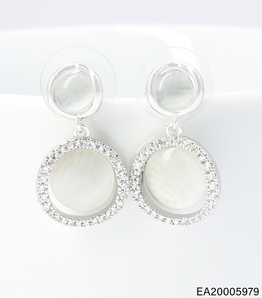 ARETES PLAT DOBLE CIRCULO GRIS/BORDE ZIRC. EE4934-6 012026