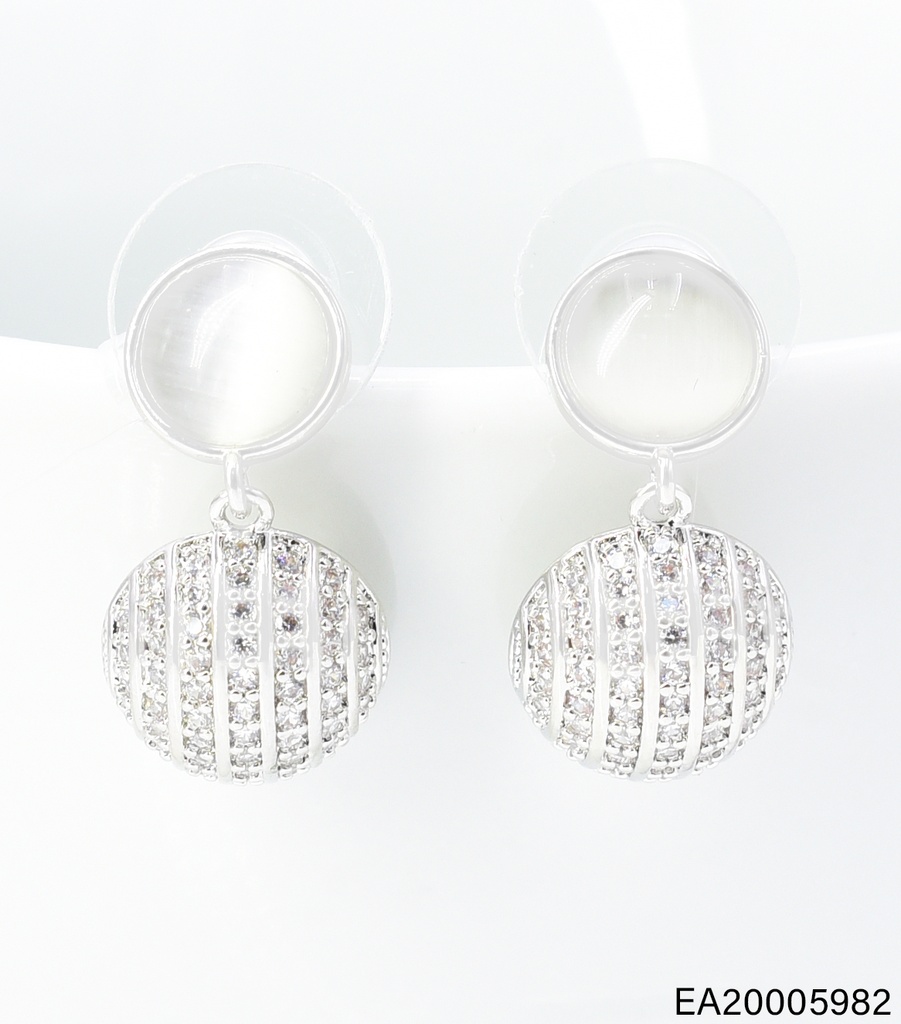 ARETES PLAT DOBLE CIRCULO CREMA/ZIRC. EE4935-6 012026