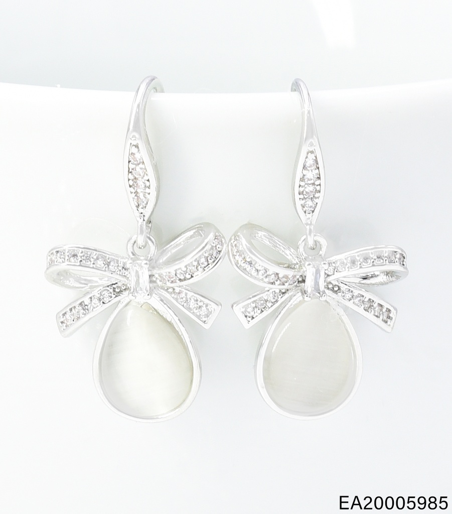 ARETES PLAT LAZO ZIRC. /GOTA CREMA EE4917-6 012026