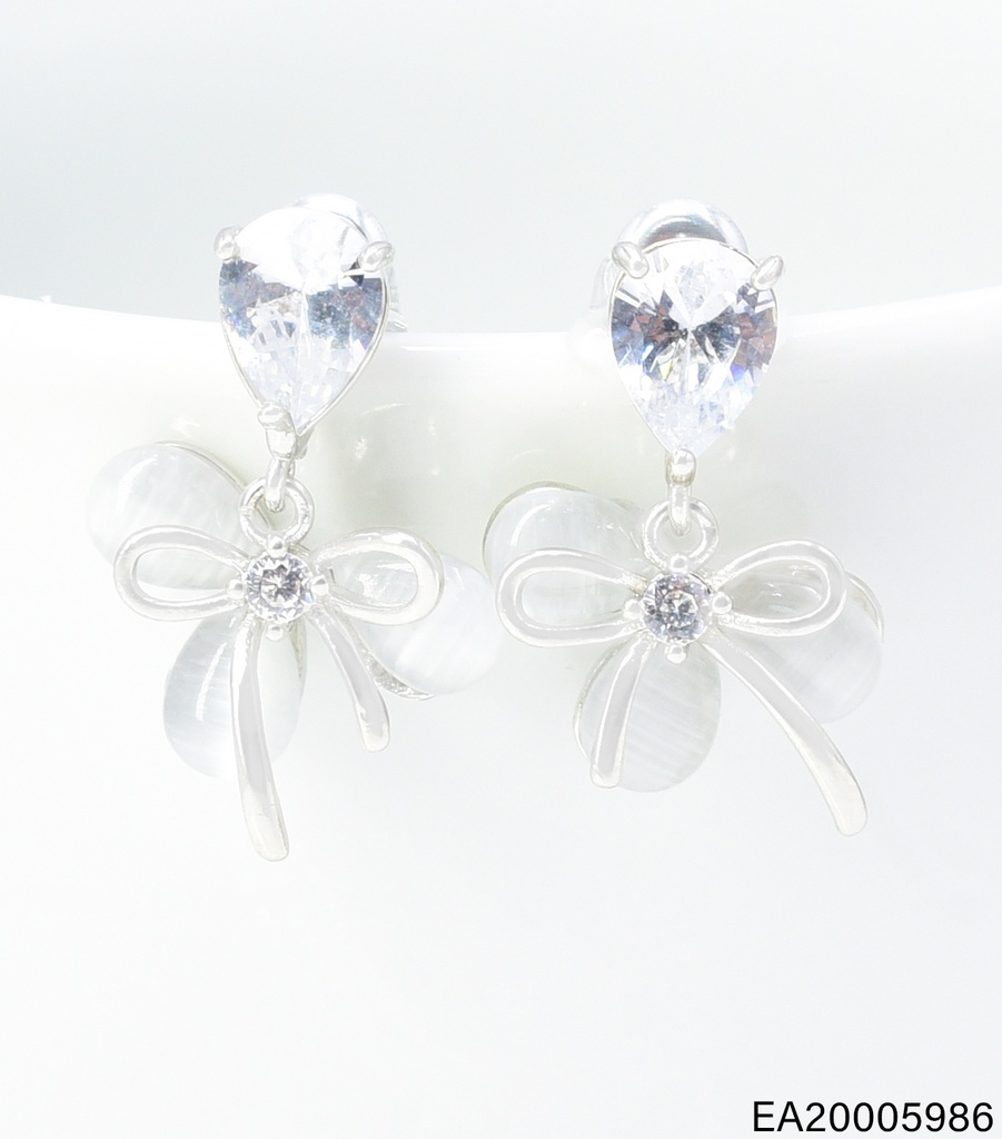 ARETES PLAT ZIRC. CRISTAL /LAZO/FLOR EE4874-6 012026