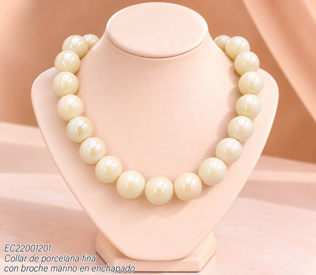 COLLAR DE PORCELANA FINA CON BROCHE MARINO EN ENCHAPADO XPN28992 BEIGE(MAY)