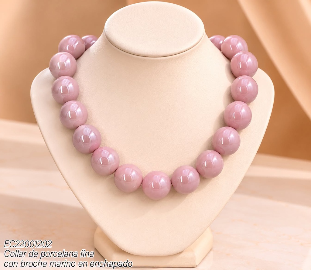 COLLAR DE PORCELANA FINA CON BROCHE MARINO EN ENCHAPADO XPN28993 ROSA VIEJA(MAY)