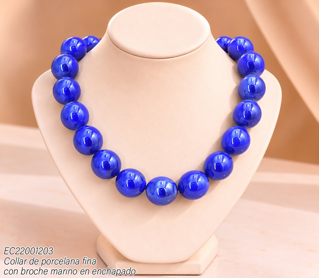 COLLAR DE PORCELANA FINA CON BROCHE MARINO EN ENCHAPADO XPN28994 AZUL(MAY)