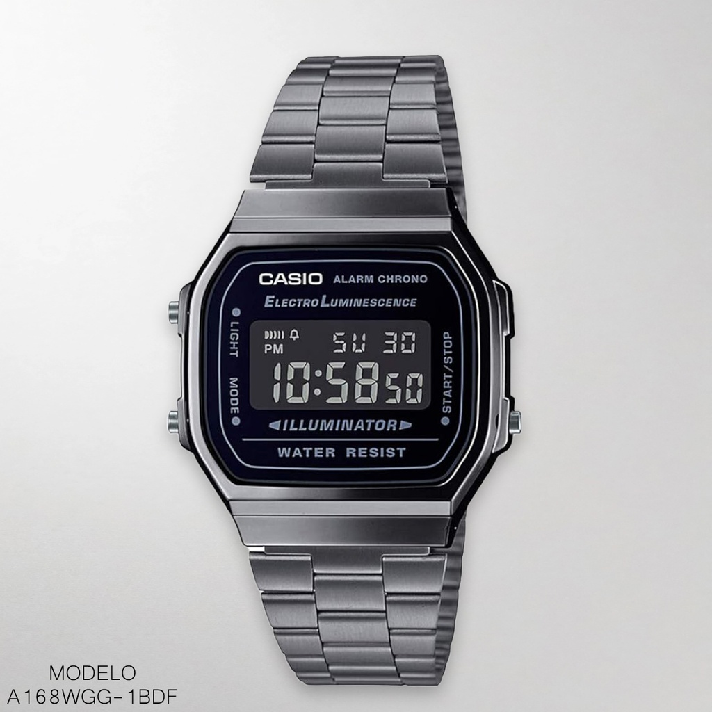RELOJ CASIO DIGITAL A168WGG-1BDF METAL PLAT.