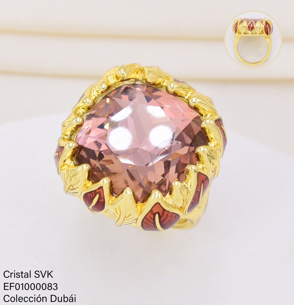 ANILLO DOR ZIRC CUADRADA/HOJITAS FD25289