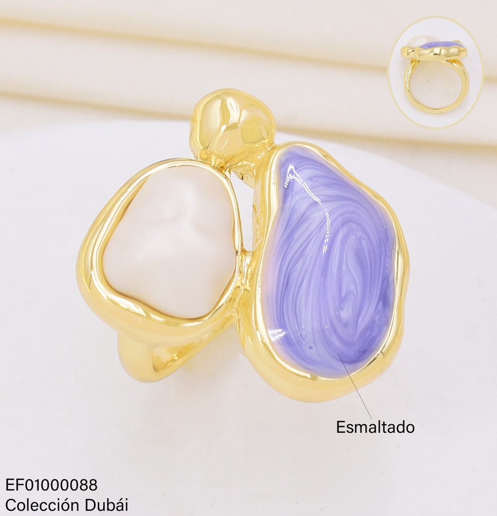 ANILLO DOR PIEDRAS IRREG. ESMALTADAS FD25306