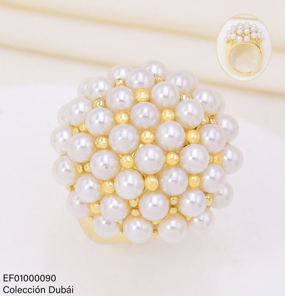 ANILLO DOR RACIMO PERLAS FD25276