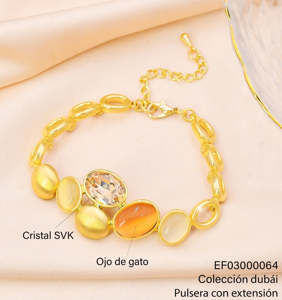 PULSERA DOR CROQUI OVALOS/ PIEDRAS COL VARIOS FD25424
