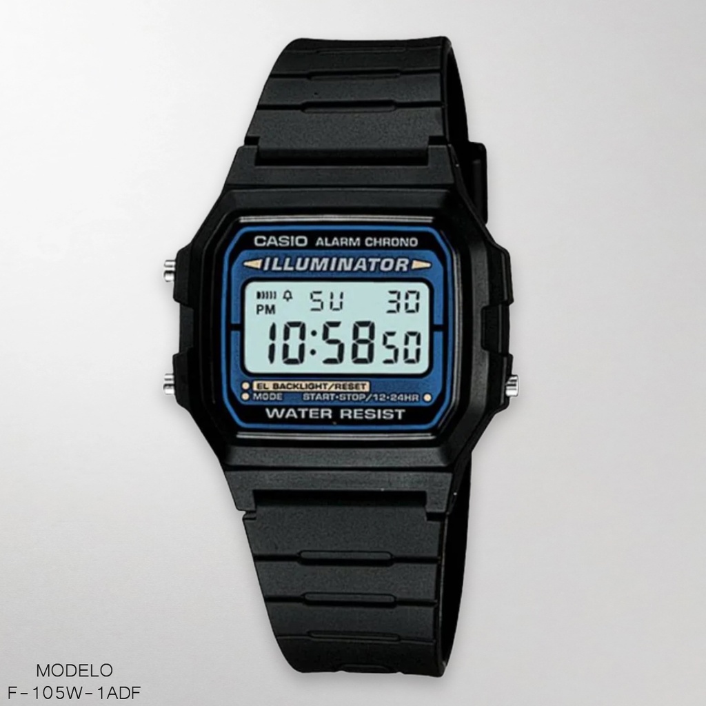 RELOJ CASIO DIGITAL F-105W-1ADF RESINA NEGRA