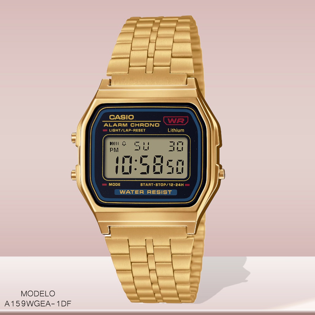 RELOJ CASIO DIGITAL A159WGEA-1DF METAL DOR.
