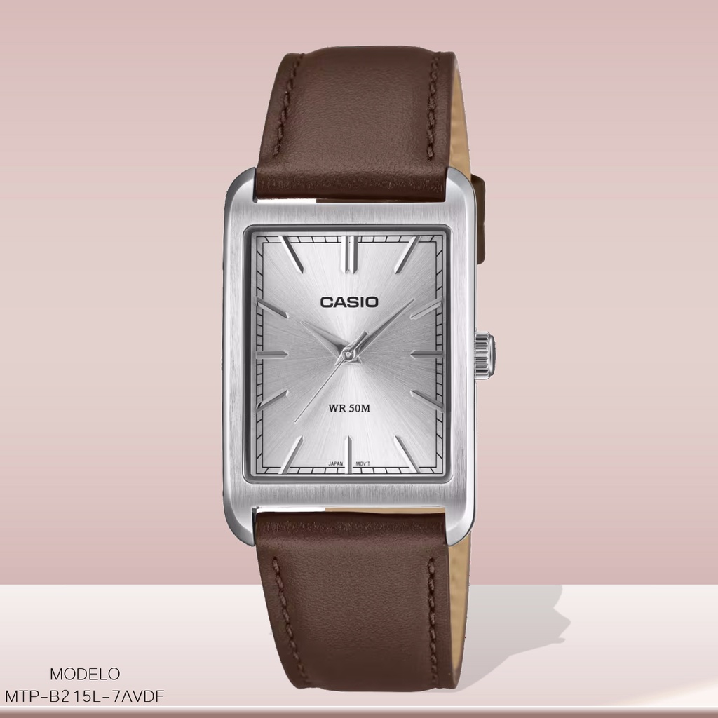 RELOJ CASIO ANALOGO MTP-B215L-7AVDF CUERO CAFE