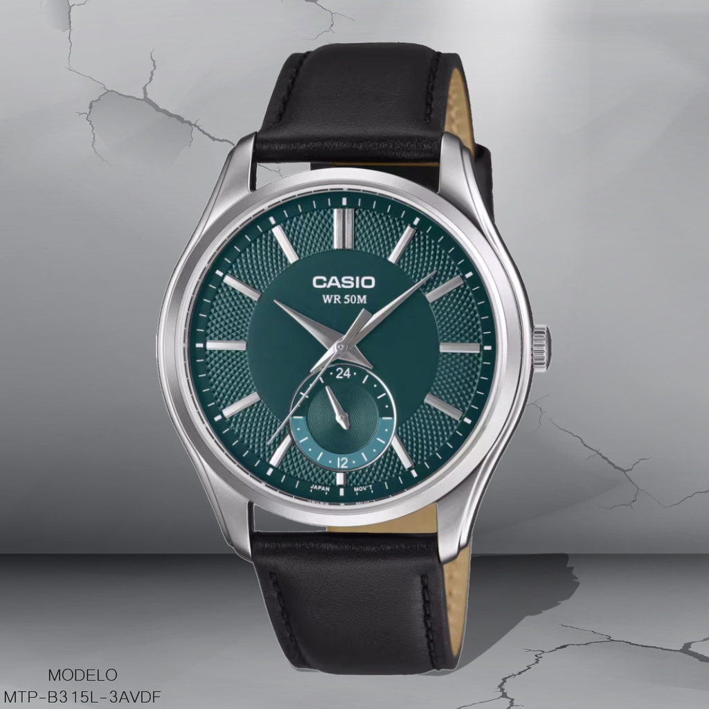 RELOJ CASIO ANALOGO MTP-B315L-3AVDF CUERO NEGRO