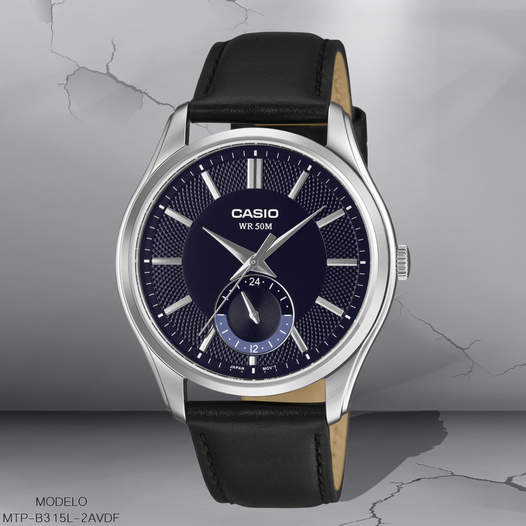 RELOJ CASIO ANALOGO MTP-B315L-2AVDF CUERO NEGRO