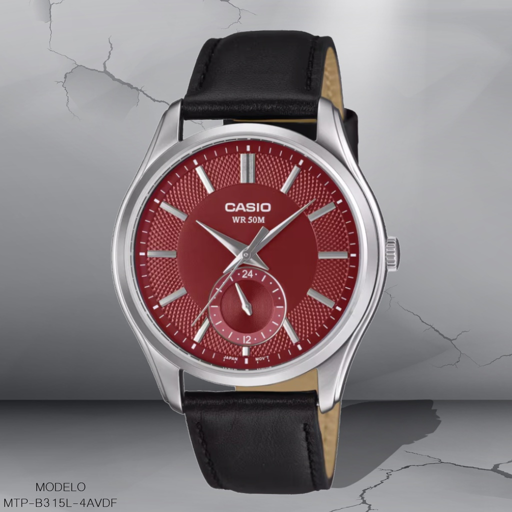 RELOJ CASIO ANALOGO MTP-B315L-4AVDF CUERO NEGRO