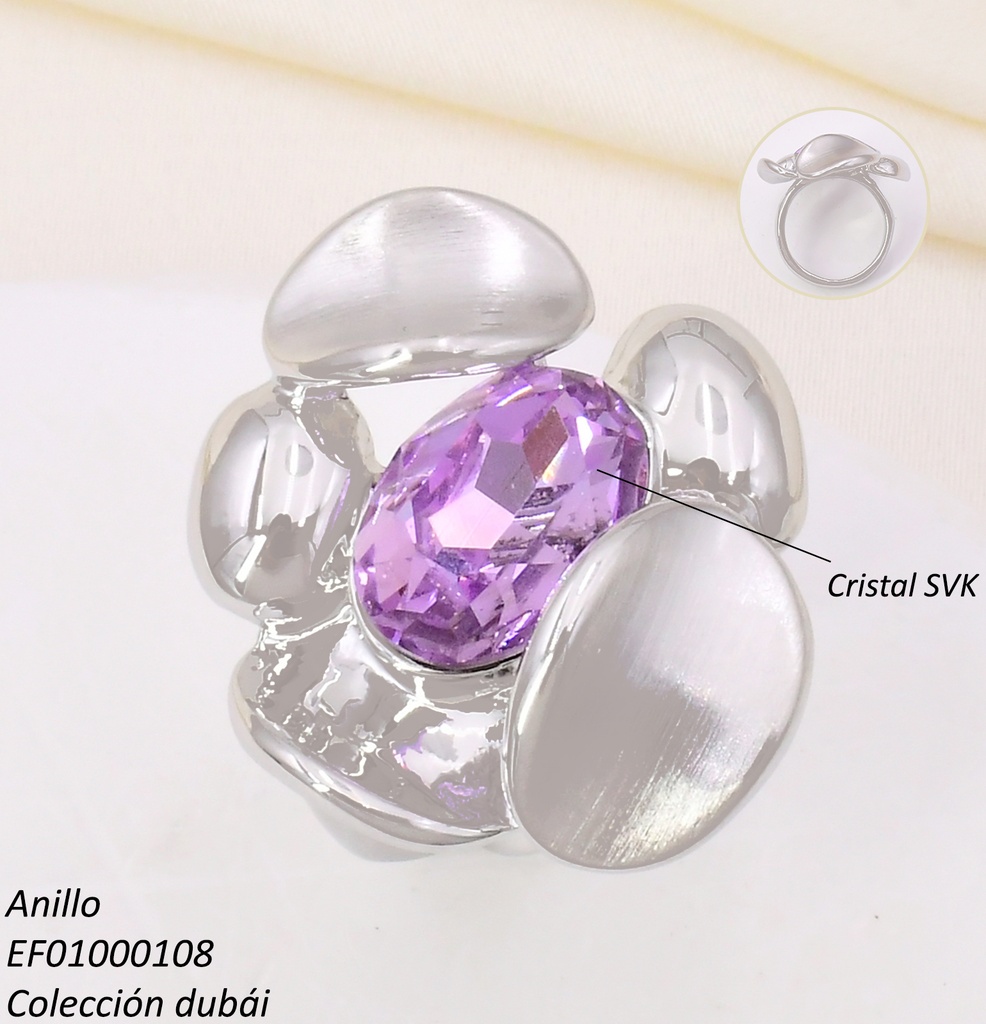 ANILLO PLAT OVALOS/ OV. LILA CENTRO FD25655