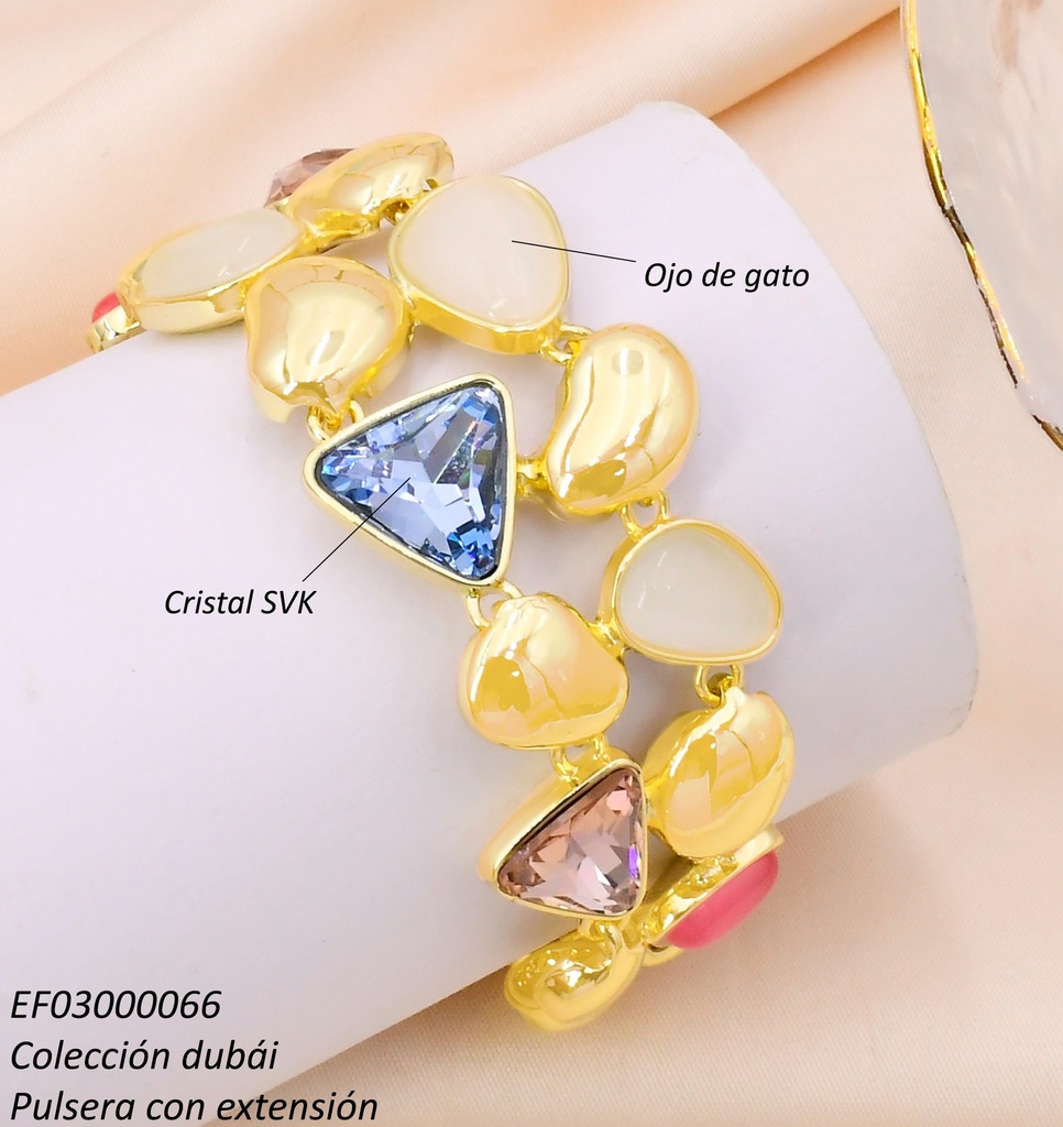 PULSERA 2 LINEAS PIEDRAS COL./FORMAS FD25437