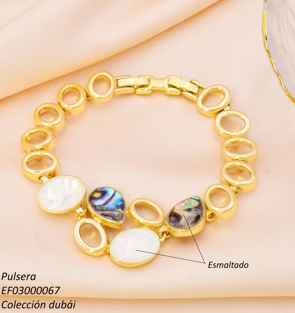 PULSERA DOR OVALOS/GOTA PIEDRA MURANO FD25585
