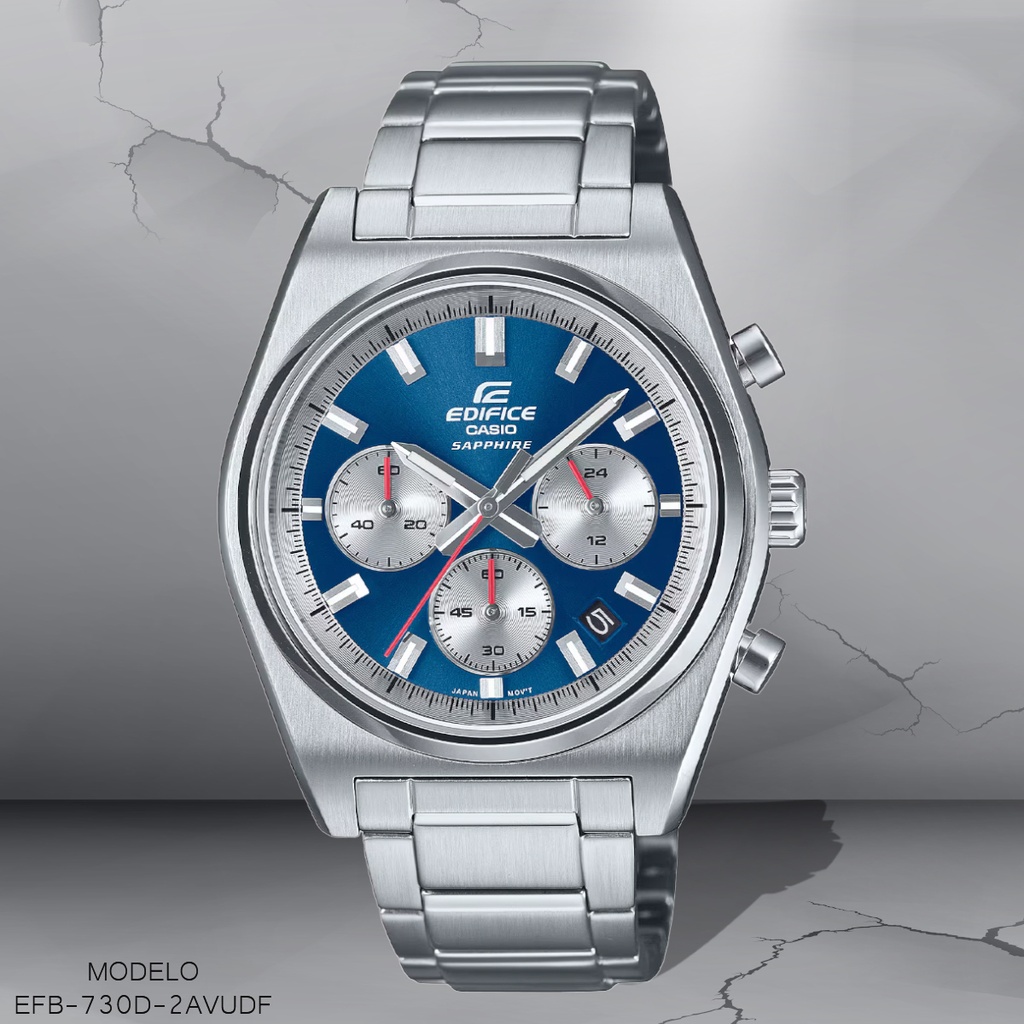 RELOJ CASIO EDIFICE ANALOGO EFB-730D-2AVUDF METAL PLAT.