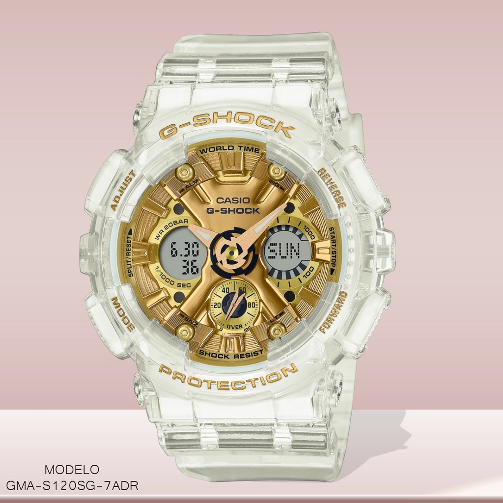 RELOJ CASIO G-SHOCK ANA/DIG GMA-S120SG-7ADR RESWINA BLANCA
