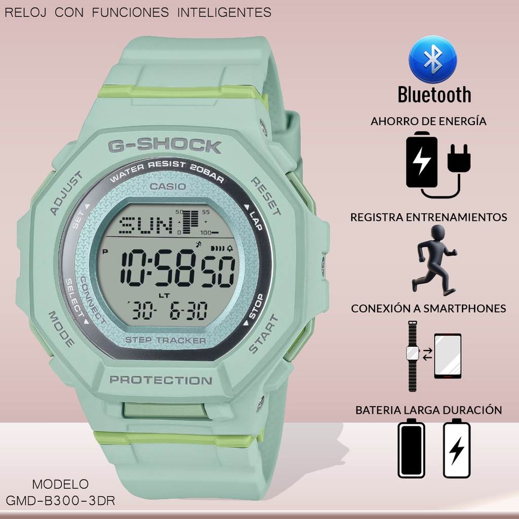 RELOJ CASIO G-SHOCK DIGITAL GMD-B300-3DR RESINA VERDE MENTA