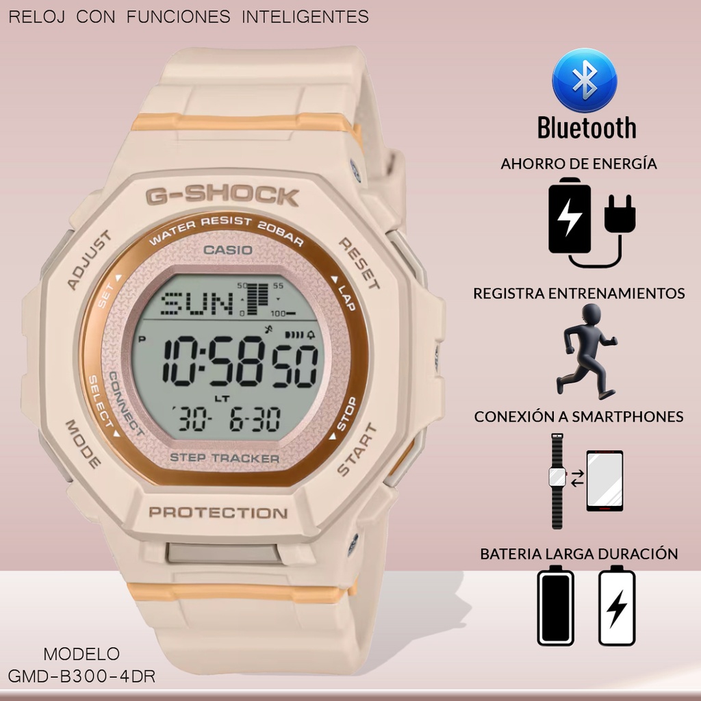 RELOJ CASIO G-SHOCK DIGITAL GMD-B300-4DR RESINA ROSADA