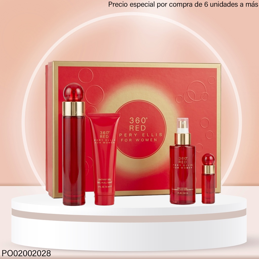 ESTUCHE 4PCS 360 RED FOR WOMEN PERRY ELLIS 100/118/90/7.5ML