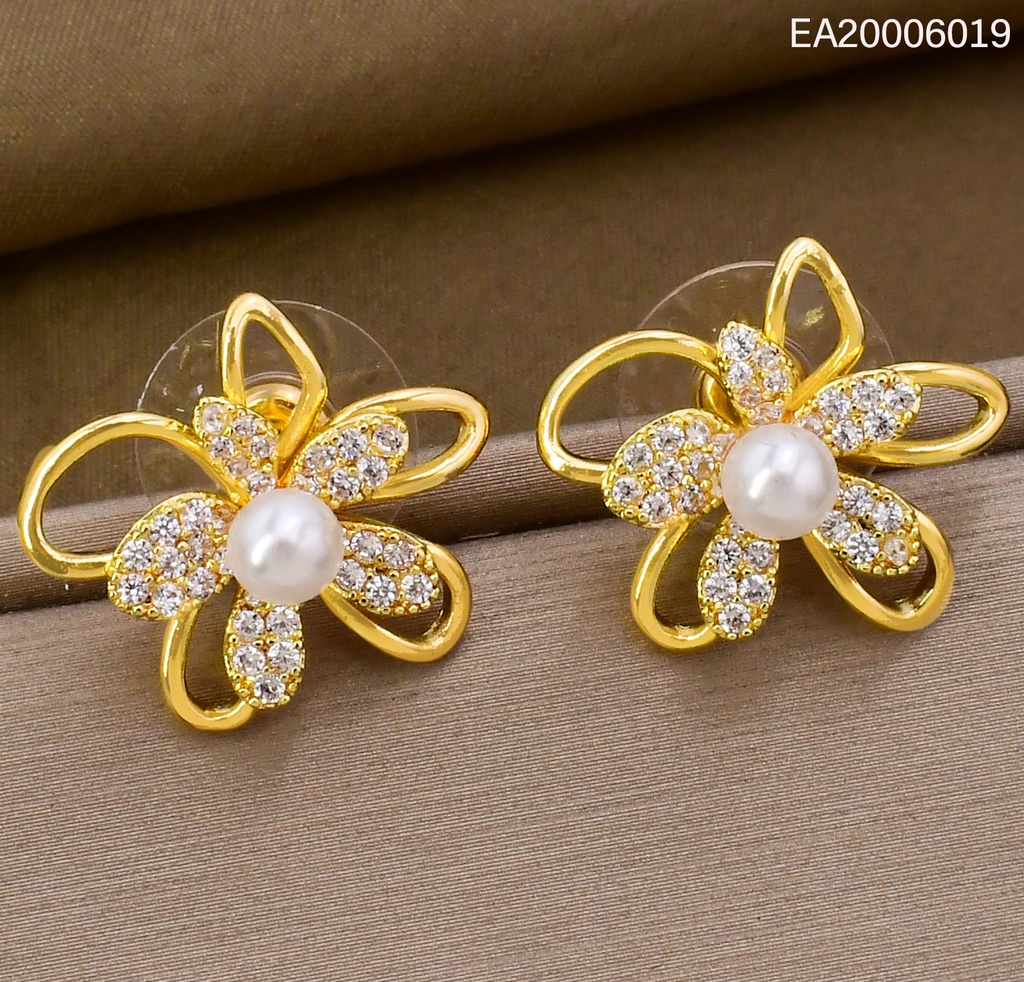ARETES DOR/PLAT CROQUI FLOR ZIRC/PERLA EE4904-6 012026